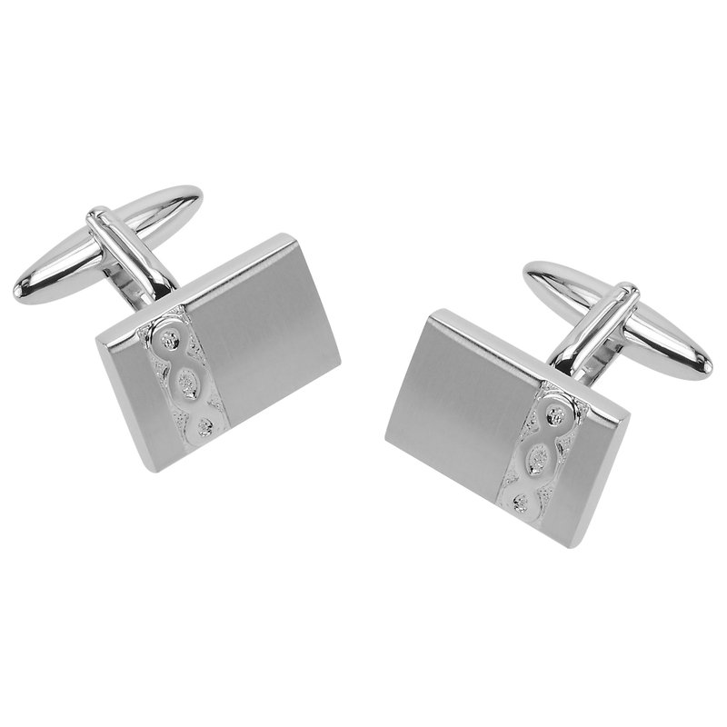 Embossed Infinity Rectangular Cufflinks - Cuff Links - Other Metals Silver