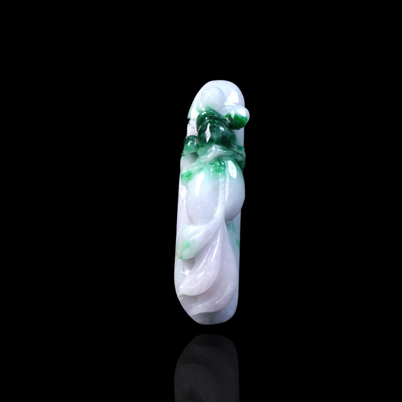 【金玉滿堂】飄綠花翡翠巧雕金魚 | 天然緬甸玉A貨翡翠 | 送禮 - 項鍊 - 玉石 多色