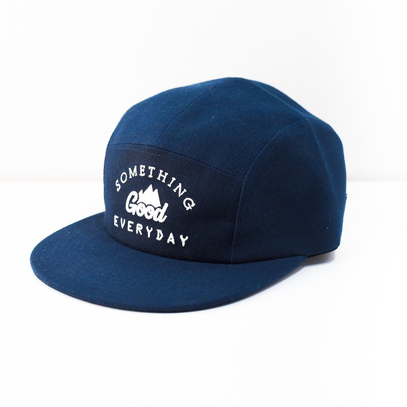 Cotton & Hemp Hats & Caps Blue - Something Good Everyday embroidery cap (dark blue)