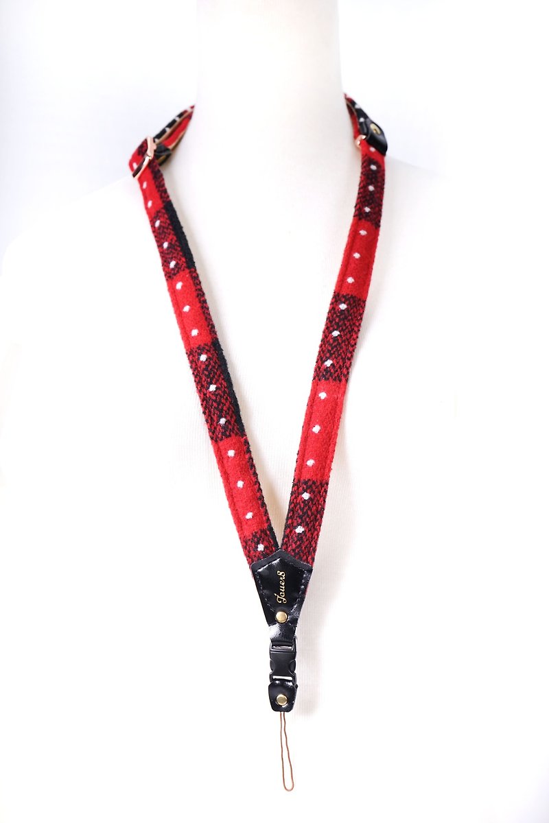 Chic mobile phone strap - เชือก/สายคล้อง - ผ้าฝ้าย/ผ้าลินิน สีแดง