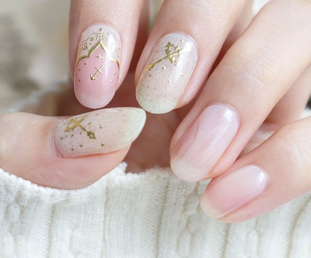 Lunacaca ジェルネイルシール】C01054 射手座 簡単に剥がせる 本物の爪