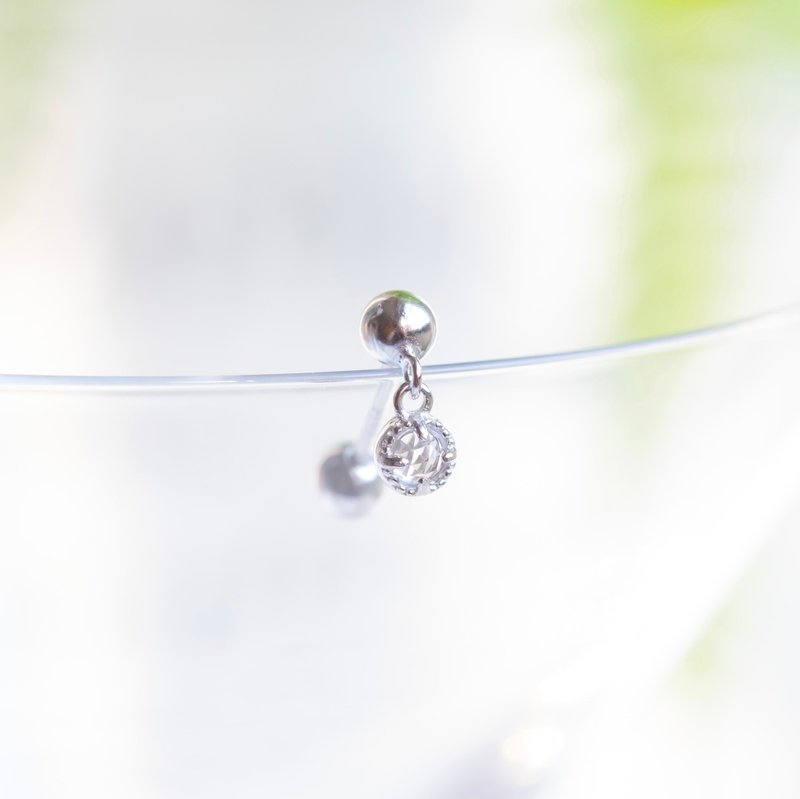 White crystal 925 sterling silver pendant cake Gemstone turn bead earrings - Earrings & Clip-ons - Gemstone Silver
