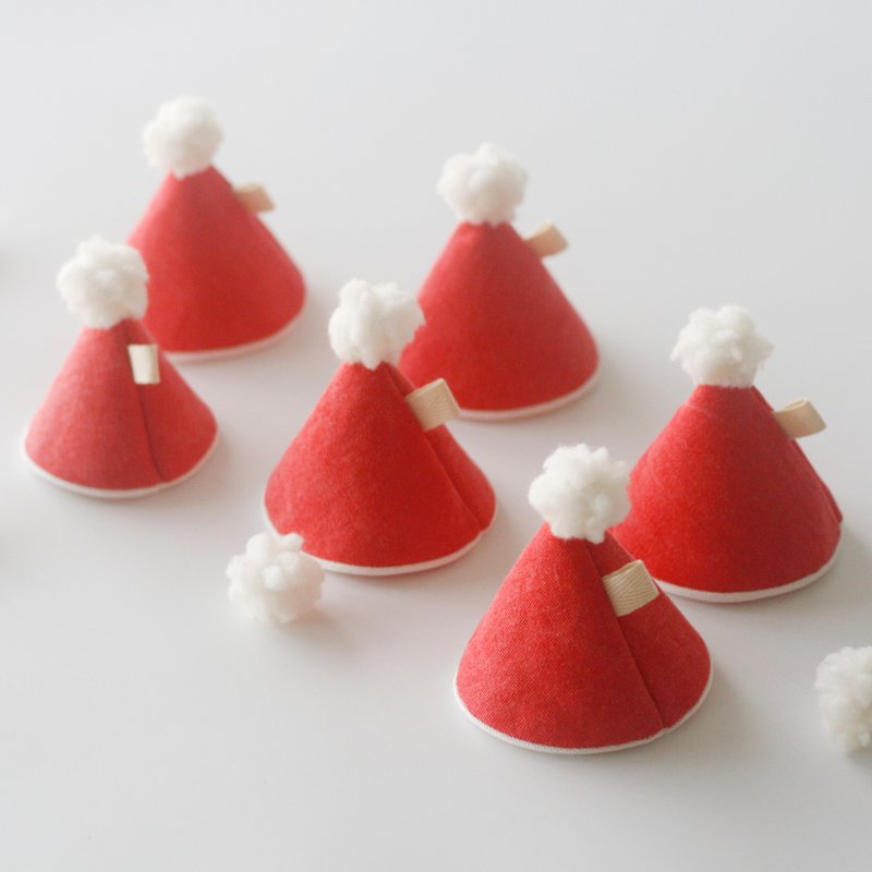 Christmas hat pot lid pot ear pot insulation mat Christmas exchange gift - ผ้ารองโต๊ะ/ของตกแต่ง - ผ้าฝ้าย/ผ้าลินิน สีแดง