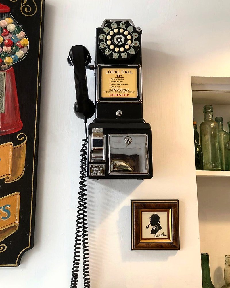 美國早期復刻版黑色直立式電話
