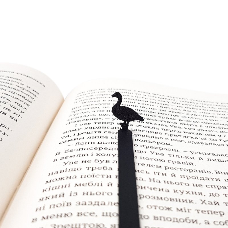 Metal bookmark Goose, small bookish gift for avid readers. - Bookmarks - Other Metals Black