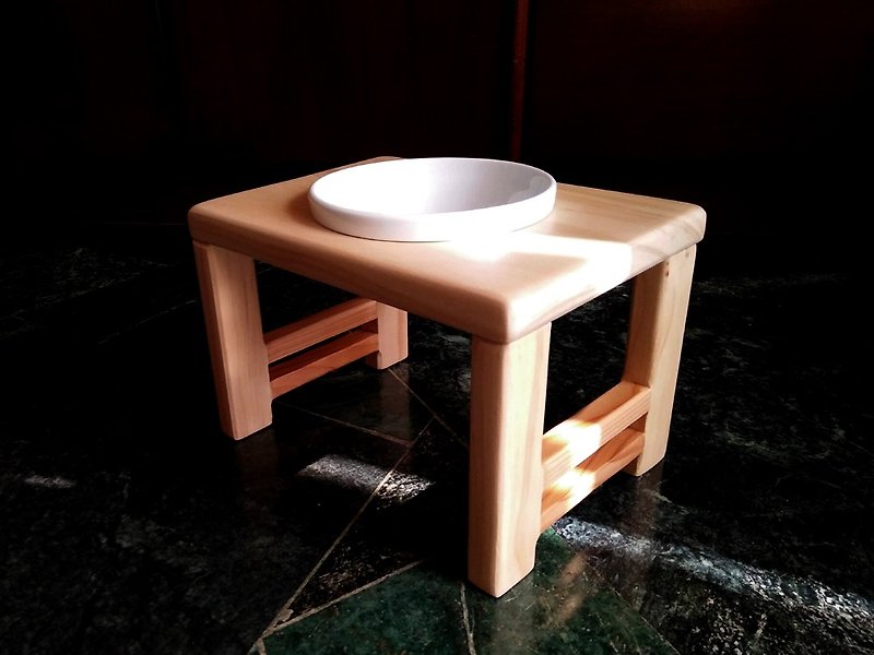 Hairy Kids Dining Table Series - "Light" Simple Wood Pet Dining Table Dish - ชามอาหารสัตว์ - ไม้ สีนำ้ตาล