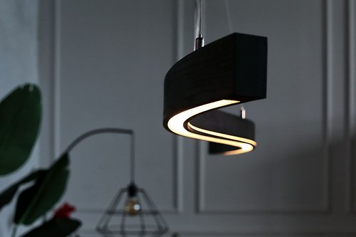 LUBBRO Wood pendant light fixture living, dining room Hanging light Wood pendant lamp