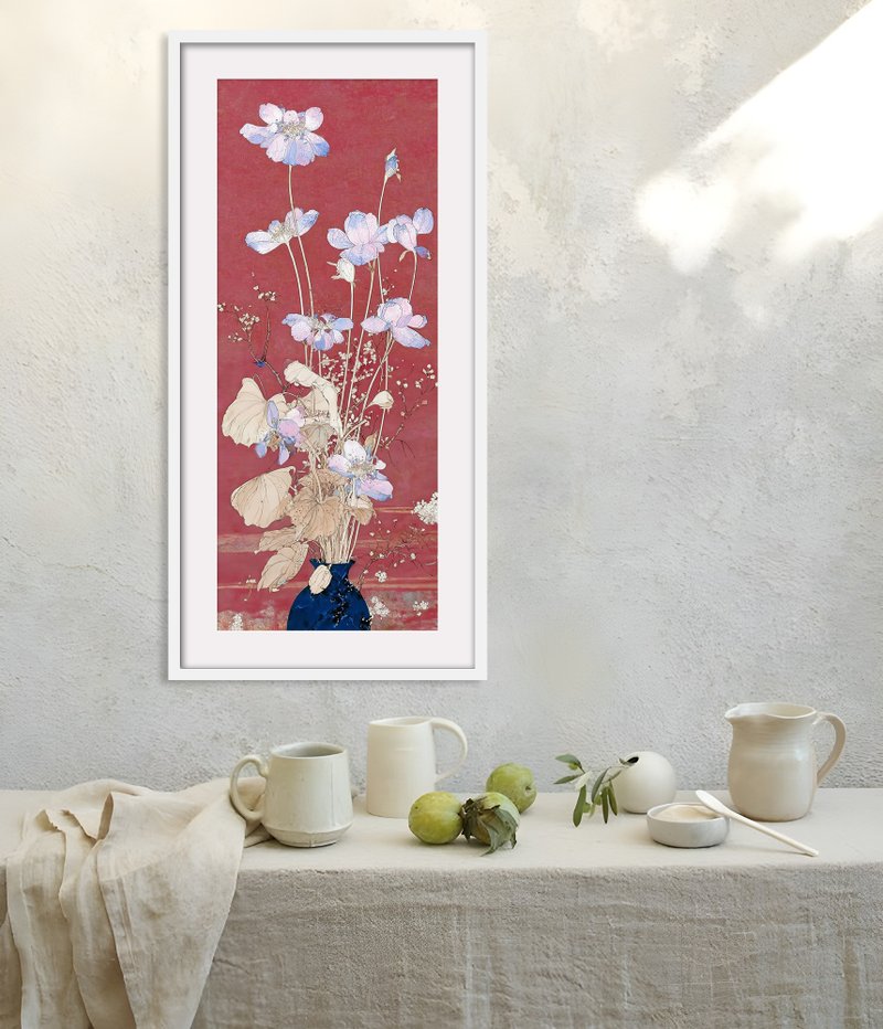 Decorative Painting - Flowers | Wall Art | Housewarming Gift | Chinese Style | Wall Art | B&B Decor | Gift | Ornament - โปสเตอร์ - ไม้ หลากหลายสี