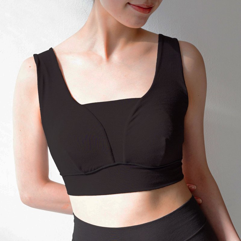 【日本製】米ぬかレーヨン×コットン ワイヤレスブラ　秋冬の乾燥ケアに、しっとり保湿インナー - 女內衣褲 - 環保材質 黑色