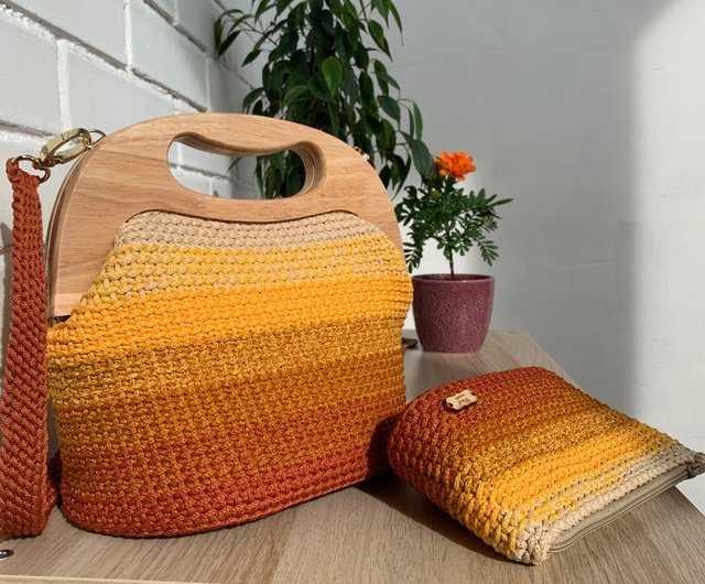 Wooden Crochet Box Bag