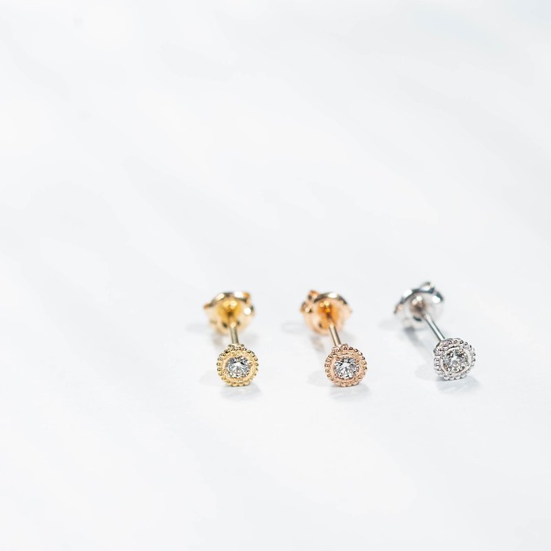 K18WG×Diamond 0.03ct　Verseau -Pierce- 0.5pair - 耳環/耳夾 - 寶石 金色