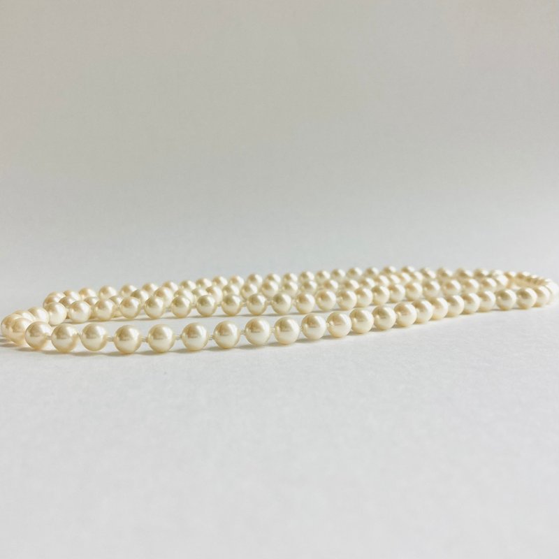 Shell pearl all knot opera necklace / approx. 6.5mm approx. 80cm / endless / cream two-tone / R / Made in Japan - สร้อยคอ - เปลือกหอย สีทอง