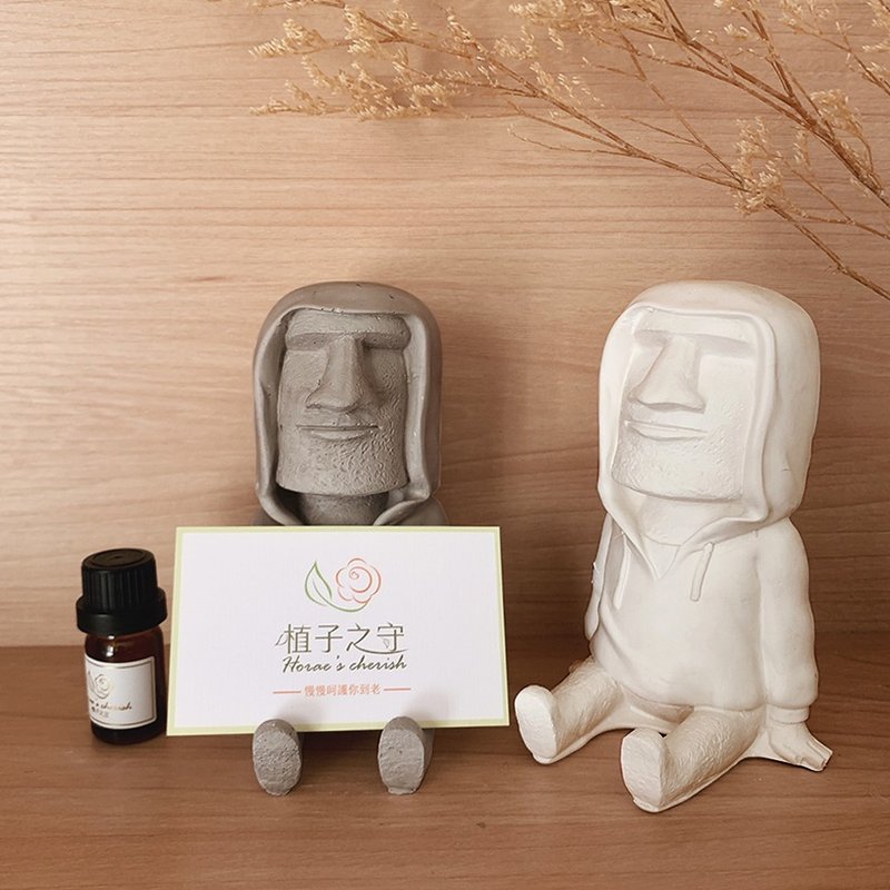 Handmade trendy Moai Diffusing Stone with 5mL of essential oil | Business card holder | New Year gift - Fragrances - Other Materials 