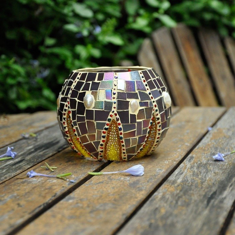 Lotus /Original handmade mosaic candlestick/ vase/ Nordic Mediterranean home decoration - เทียน/เชิงเทียน - แก้ว 