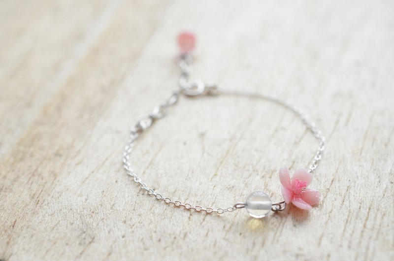 Tsubaki Hanzakura Sterling Silver Bracelet - Bracelets - Clay Pink