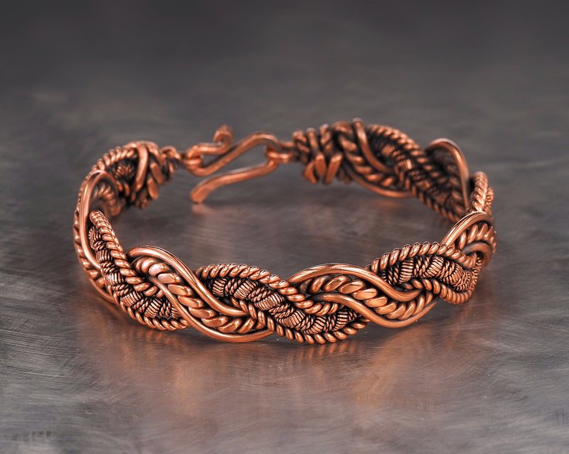 Copper Bracelet for Woman | Antique Style Handcrafted Wire Woven Copper Jewelry - Bracelets - Copper & Brass Gold