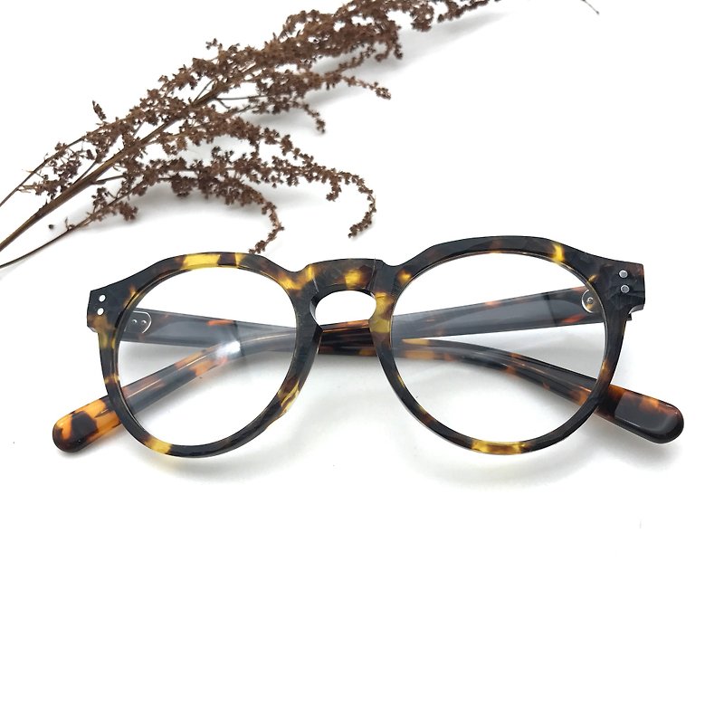 イエロートータスクラウンシェイプ手作りメガネユニセックス - 眼鏡・フレーム - その他の素材 イエロー