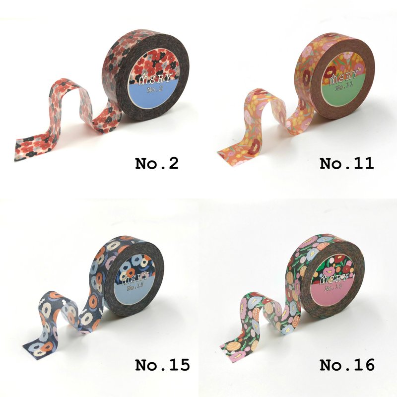【福利品 】多款印花紙膠帶 | 1.5公分x10公尺 - 紙膠帶/和紙/PET - 紙 多色
