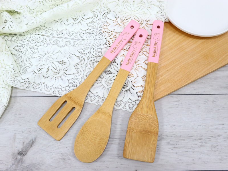 【HELLO KITTY】Natural Mengzong bamboo cooking utensils-round spatula/frying spatula/pot spatula - Cookware - Wood 