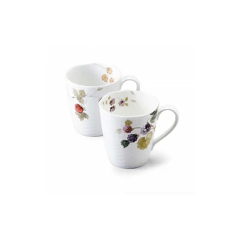 日本NARUMI 幸福果實骨瓷馬克杯-2入-370ml - 咖啡杯/馬克杯 - 瓷 白色