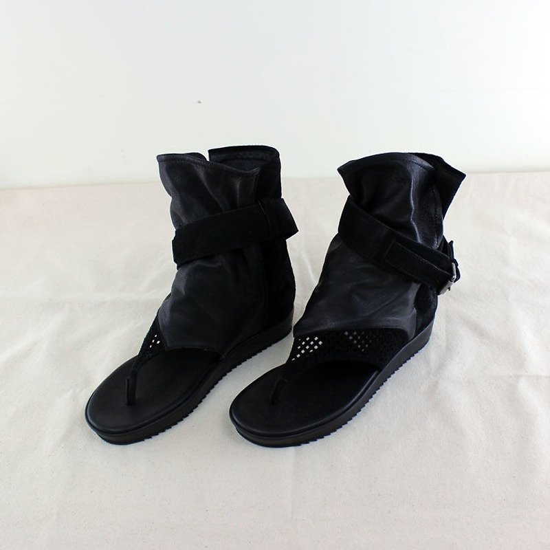 [Spot] genuine leather flip sandals - รองเท้าลำลองผู้หญิง - หนังแท้ สีดำ