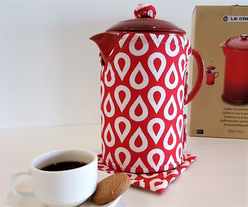French Press Cosy (Scandinavian x Japanese style) - Place Mats & Dining Décor - Cotton & Hemp Red