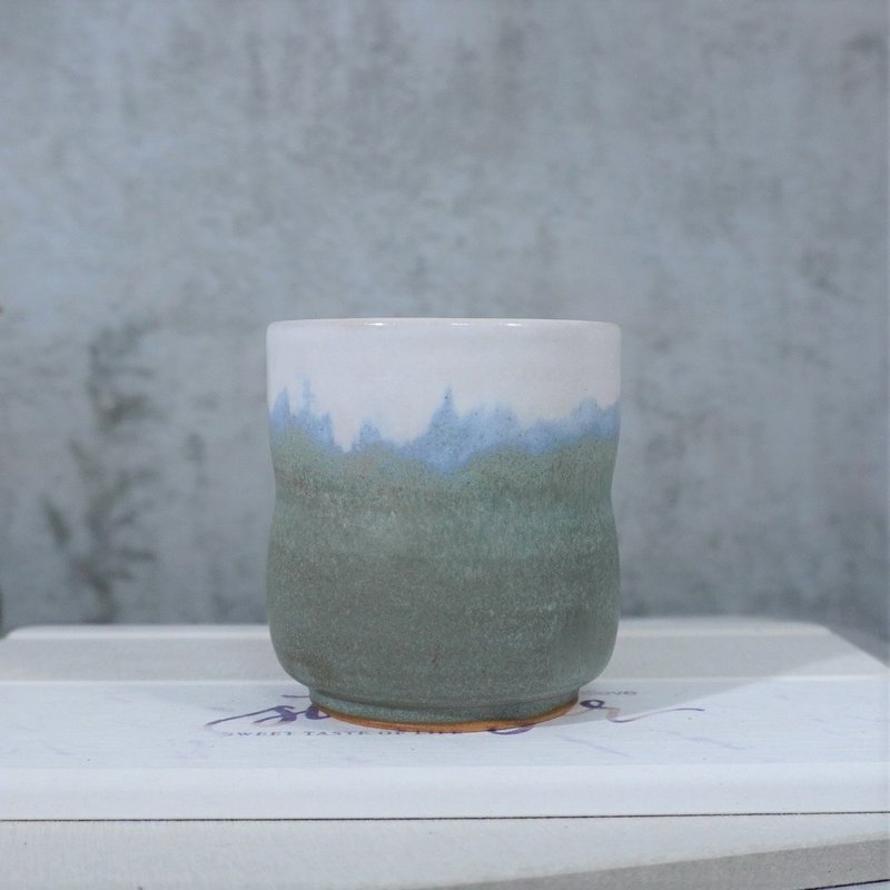 Blue ash waist grip cup, tea cup, water cup - capacity about 250ml - Mugs - Pottery Orange