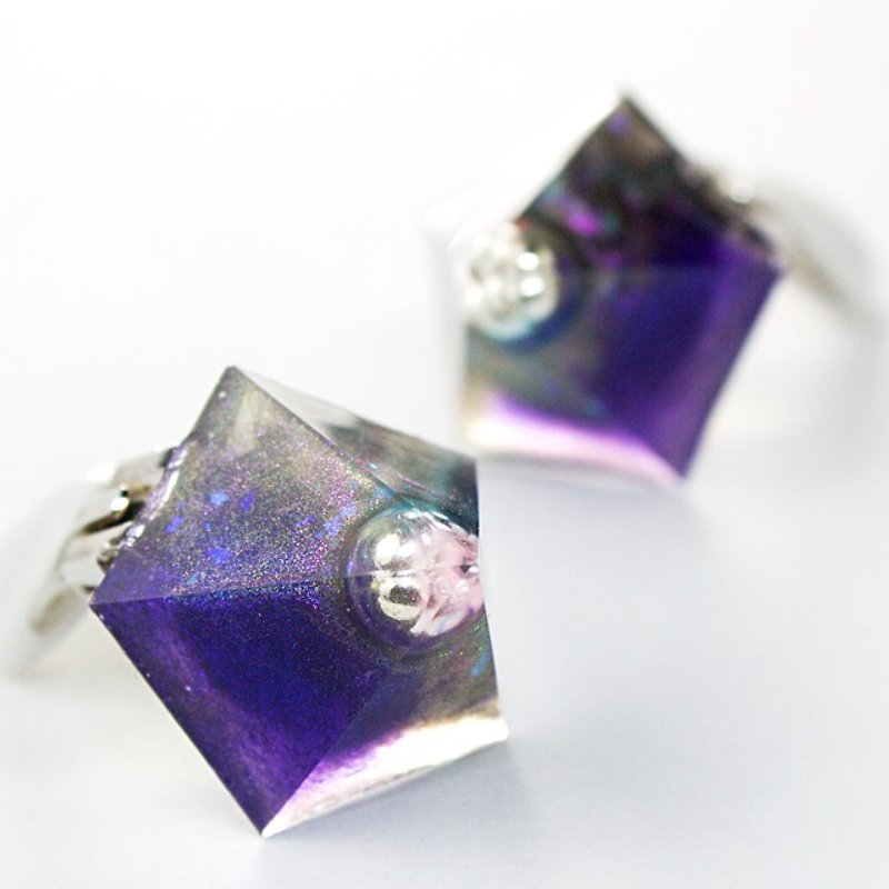 Pentagon earrings (dark matter) - Earrings & Clip-ons - Other Materials Multicolor