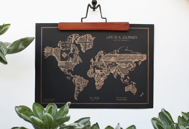 OUNCE World Map Poster - Gold - Posters - Paper Black