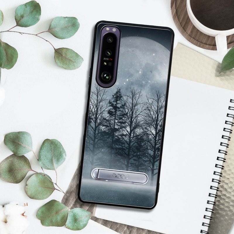 Sony Xperia 1 IV shock stand phone case - Night Moon - Phone Cases - Other Materials Multicolor