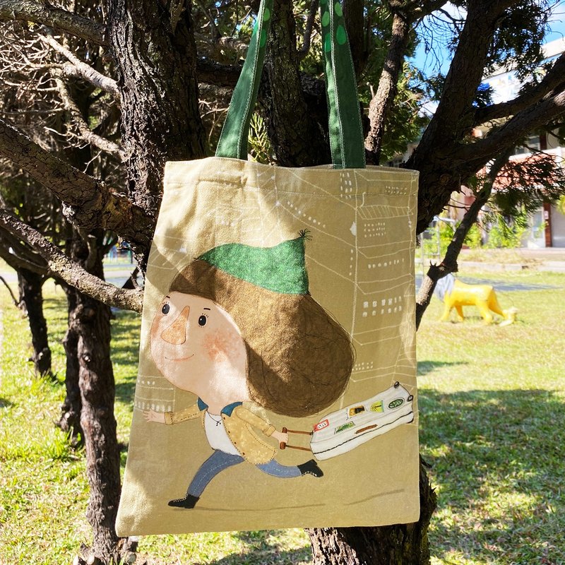 Dolly(朵力)可以重複使用的提袋 F款 (奶茶色) - 手提包/手提袋 - 棉．麻 卡其色