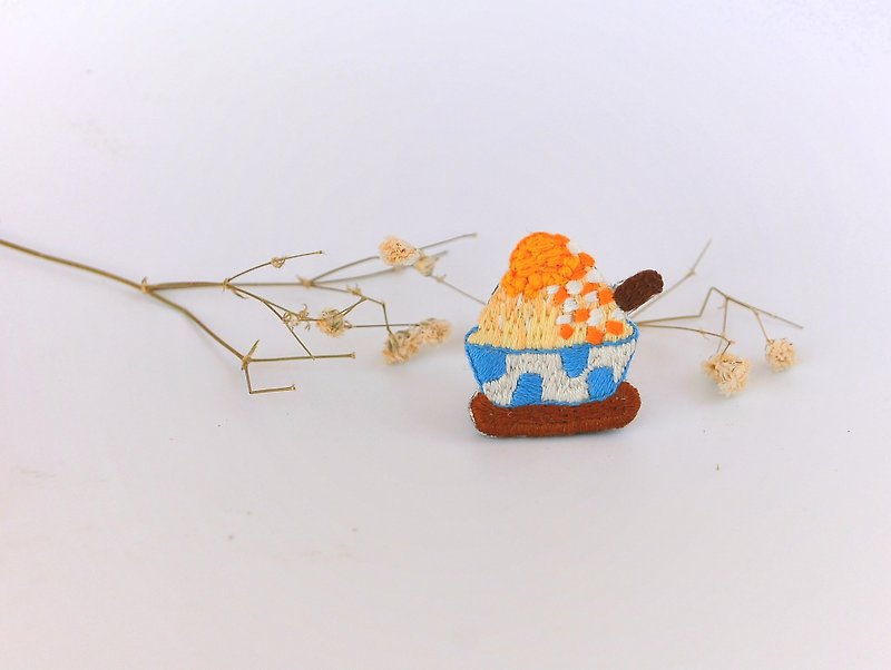 Dessert Series I Japanese style mango milk shaved ice embroidery brooch/pin/pin