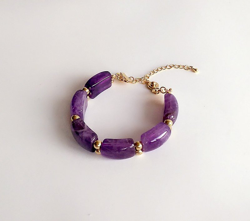 [Gemstone] Hand Made Natural Amethyst Amethyst Brass Elegant • Bracelet - Bracelets - Gemstone Purple