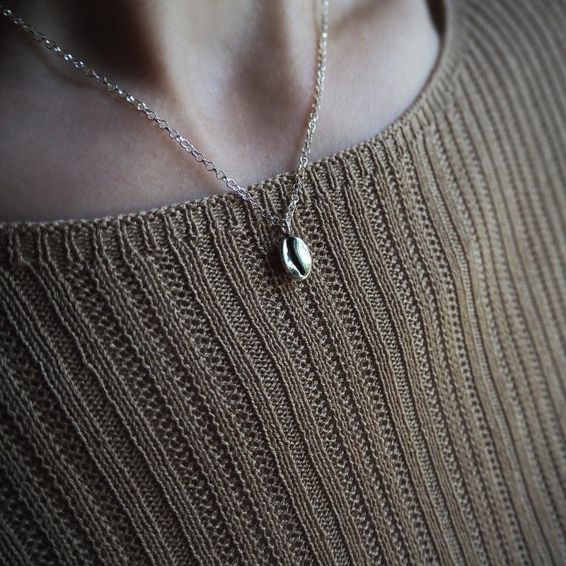 coffee bean necklace fm - Necklaces - Silver Silver