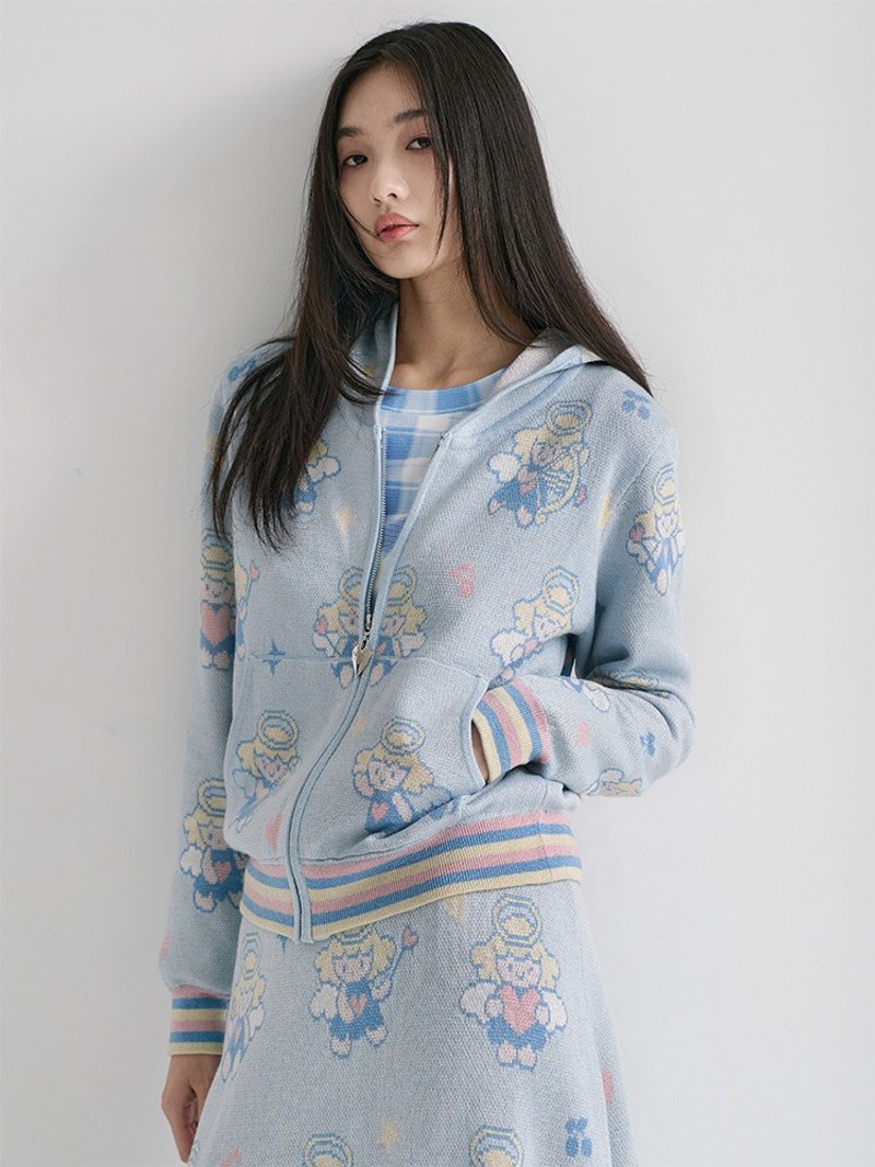 淡藍色小天使針織連帽外套  套裝 - 女上衣/長袖上衣 - 其他材質 多色