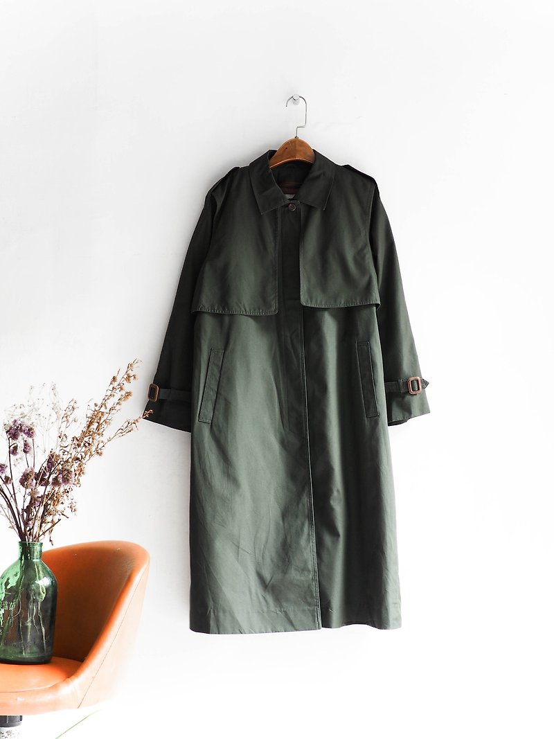 Kawamisan - Kagawa army green version tidy autumn girls antique trench coat coat trench_coat dustcoat jacket coat oversize vintage - Women's Blazers & Trench Coats - Wool Green