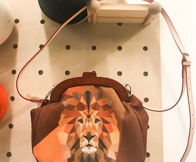 Lion wooden cross body bag - Shop Serious by Shu Messenger Bags & Sling Bags  - Pinkoi