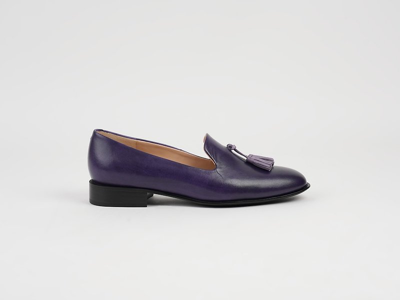 Tassel Loafers - Deep Purple - Women's Oxford Shoes - Genuine Leather Purple