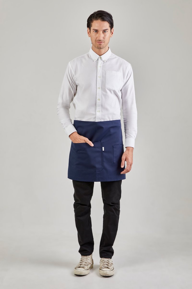 Motion Light Short Apron (Navy Blue) 短圍裙 - 圍裙 - 棉．麻 藍色