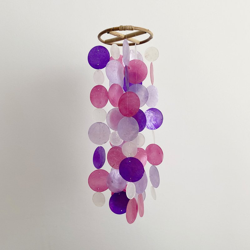 DIY-KIT| Lisbon pastry-Violet-Circle |Capiz Shell Wind Chime Mobile |#0-475-A - อื่นๆ - เปลือกหอย สีม่วง