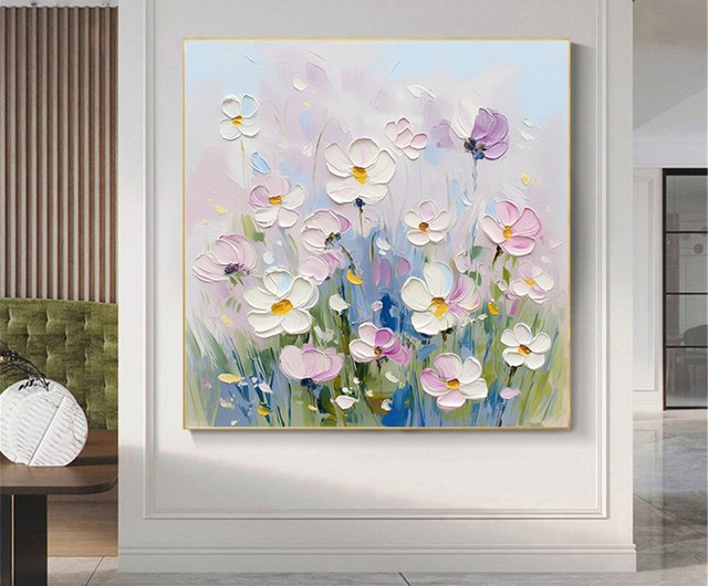 花言葉手描きの花の装飾画の質感抽象画レストランリビングルーム吊り