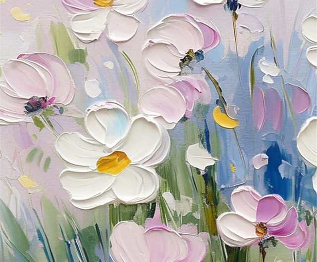 花言葉手描きの花の装飾画の質感抽象画レストランリビングルーム吊り