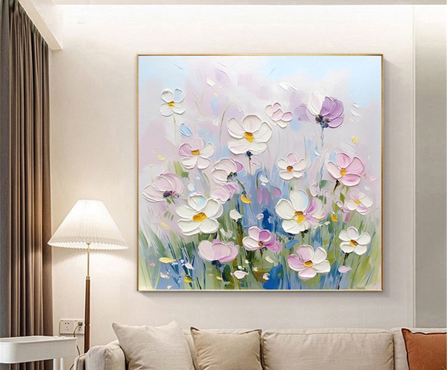 花言葉手描きの花の装飾画の質感抽象画レストランリビングルーム吊り