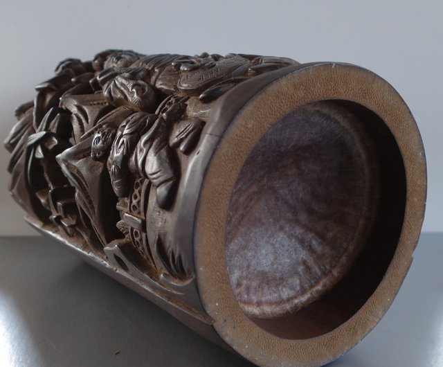 Hand-carved sale bamboo pen holder study decoration