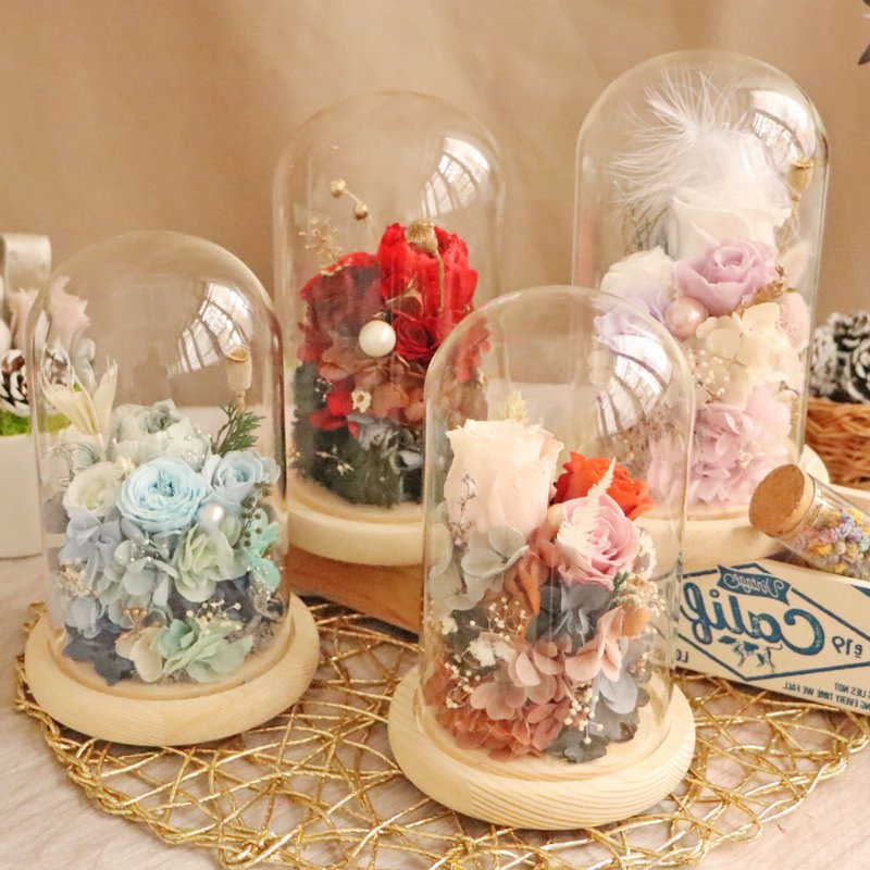 玻璃花盅 極度花燥 永生花 花禮 - 乾燥花/永生花 - 植物．花 紅色