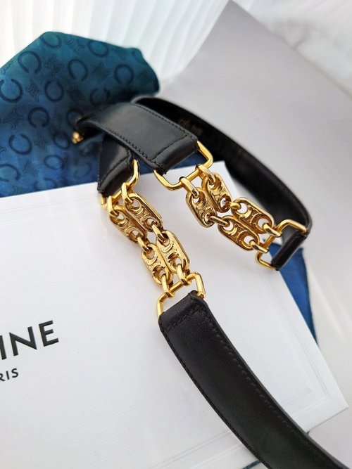 オールド　セリーヌ　ゴールドチェーンベルト　フラワー　レディース　y2k CELINE - 希少 オールド セリーヌ ゴールドチェーンベルト フラワー