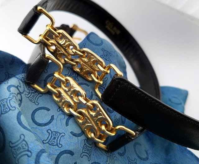 中古 一点物 CELINE 凱旋門ゴールドチェーン ブラックゴールド