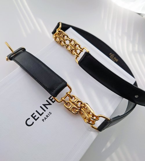 中古 一点物 CELINE 凱旋門ゴールドチェーン ブラックゴールド