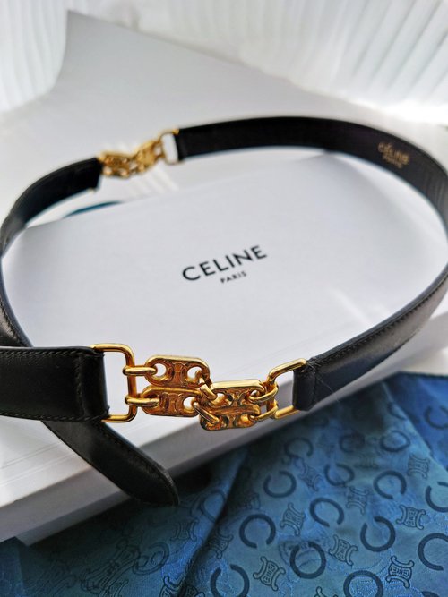 中古 一点物 CELINE 凱旋門ゴールドチェーン ブラックゴールド