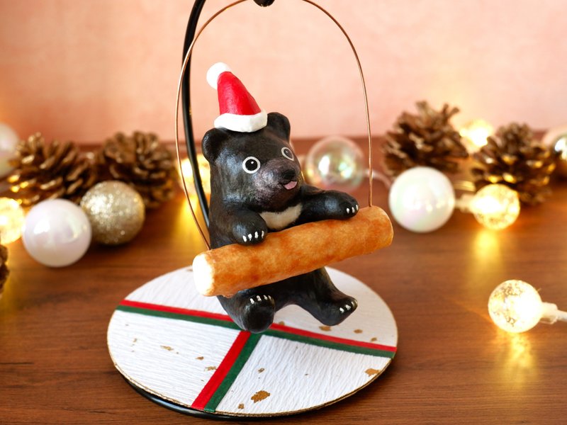 Japanese paper Christmas interior/Swaying cub hanging decoration/Japanese black bear extra large size - Items for Display - Other Materials Multicolor